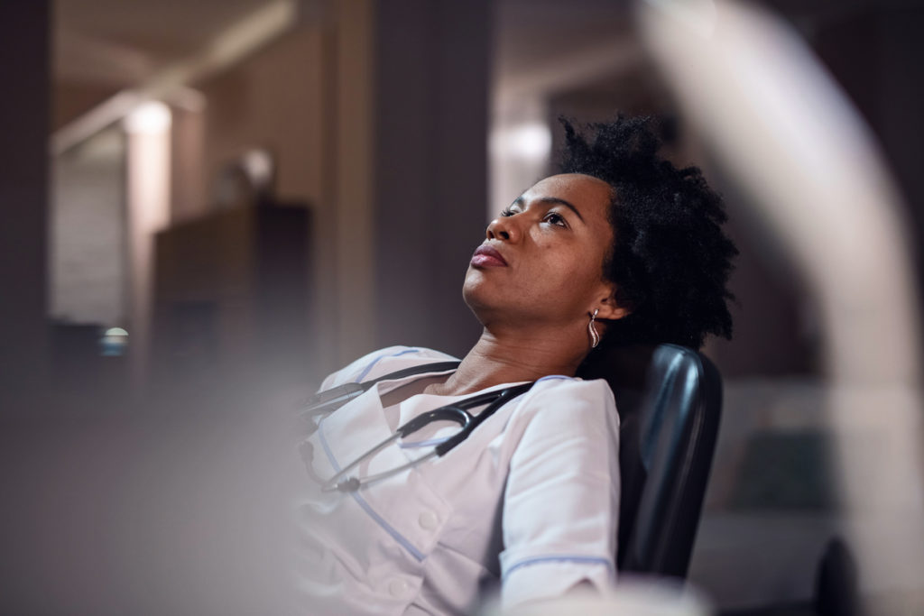 Waiting to her shift to be over!