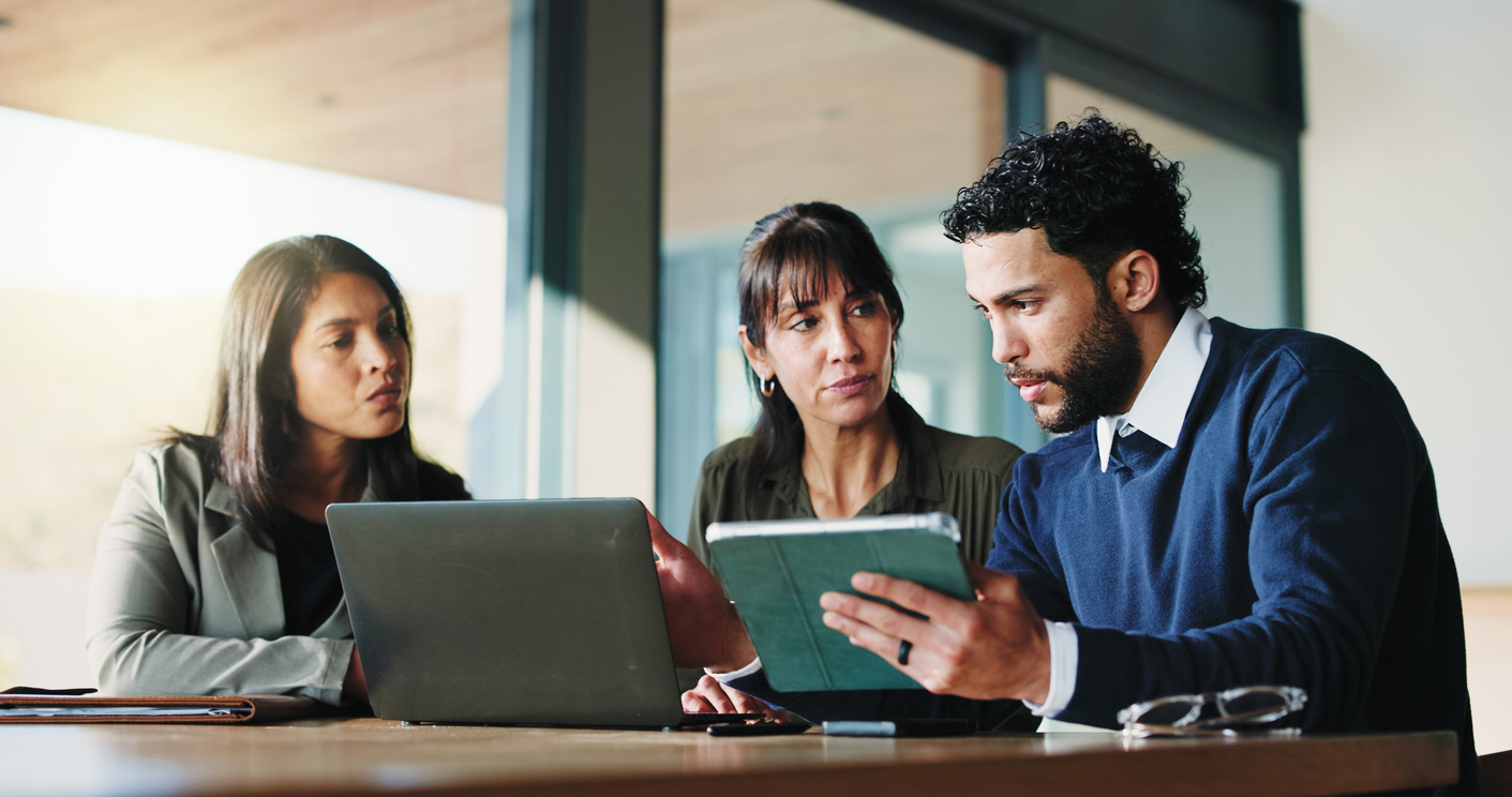 Healthcare professionals discussing workflow optimization for a behavioral health practice