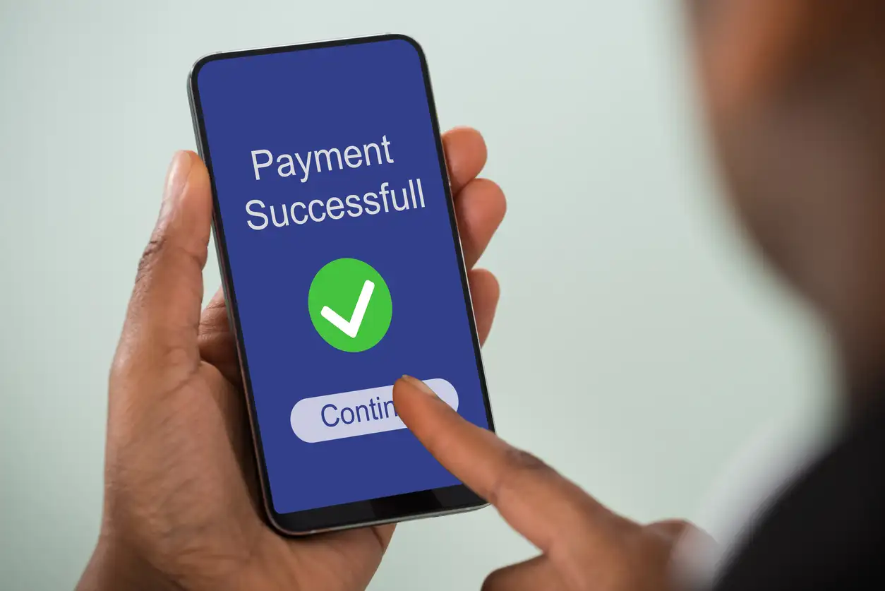 Patient making a secure online healthcare payment using a mobile device